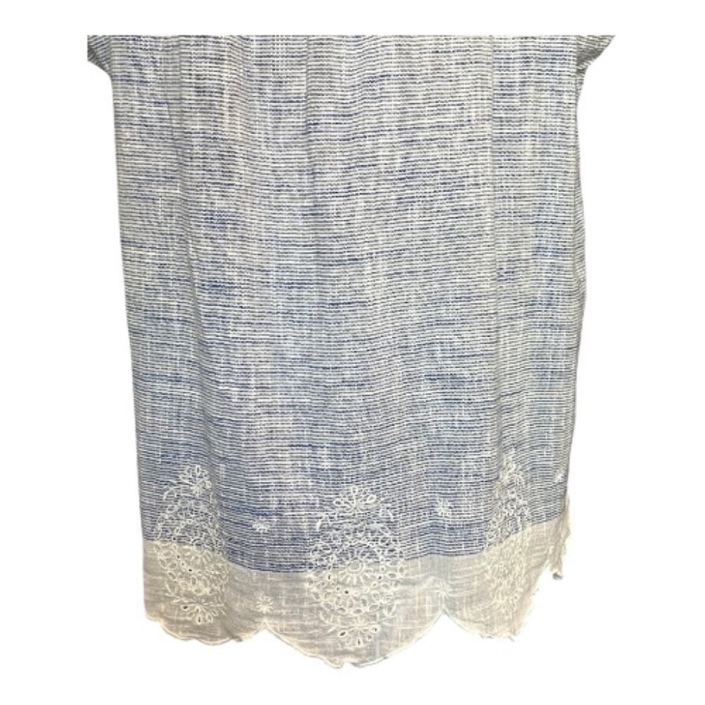 NWOT Sonoma blue & white embroidered hem short sleeve top – size XL - Picture 6 of 9